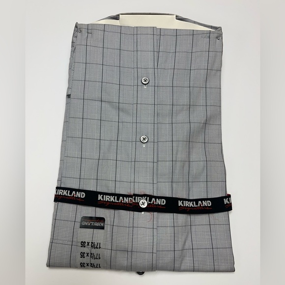 NEW-Men’s Kirkland Signature Dress Shirt Sz. 17 1/2 x 35 Gray plaid! - Picture 4 of 6